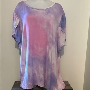 Women's Tie-Dye Top in Purple and Pink